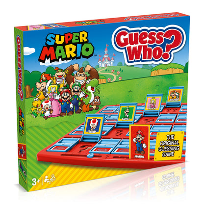Winning Moves Super Mario Guess Who? board game with Nintendo characters like Mario, Luigi, Peach, Bowser, and Donkey Kong.
