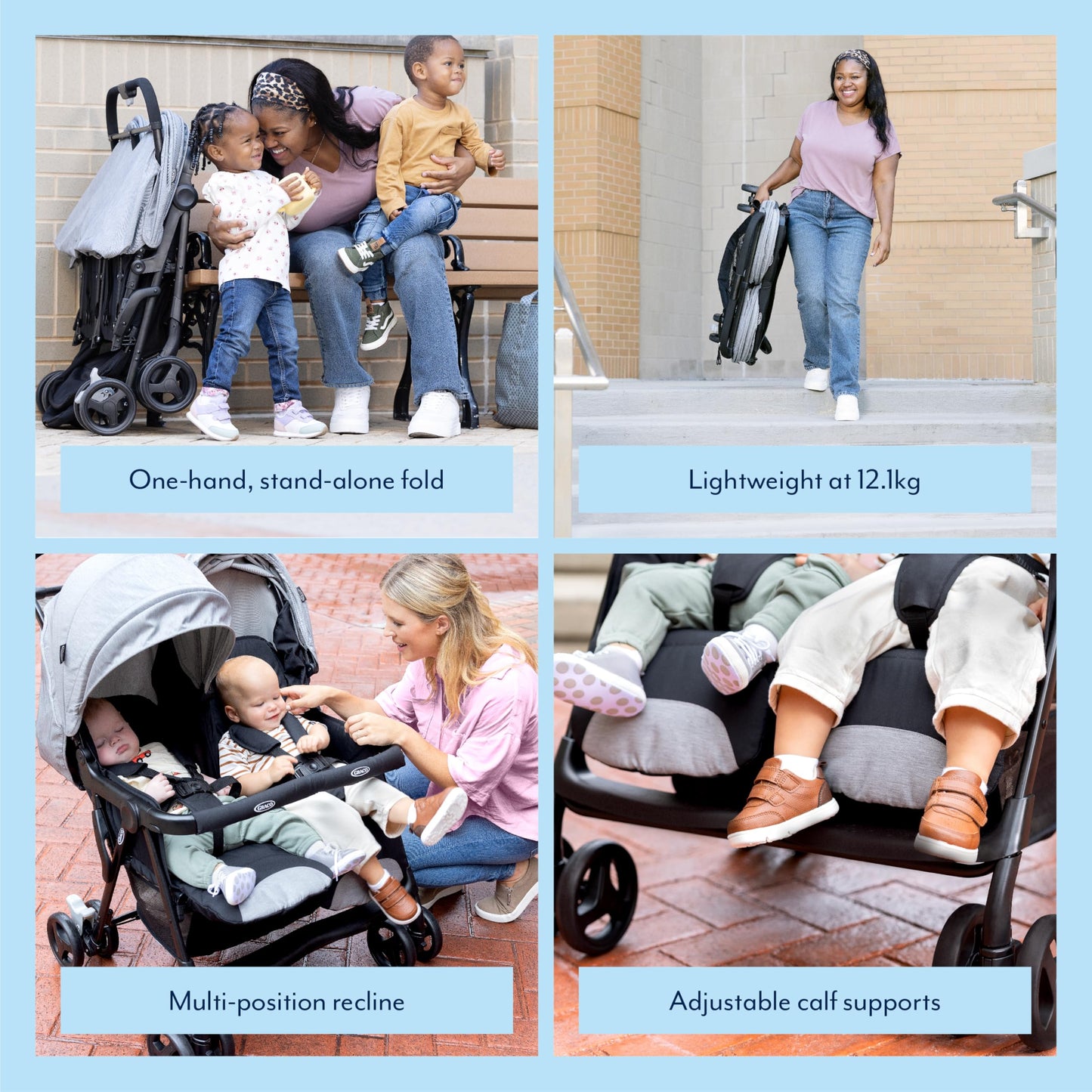 Graco DuoRider Lightweight Double Pushchair, Suitable from Birth to Approx. 3 Years, Steeple Gray Fashion