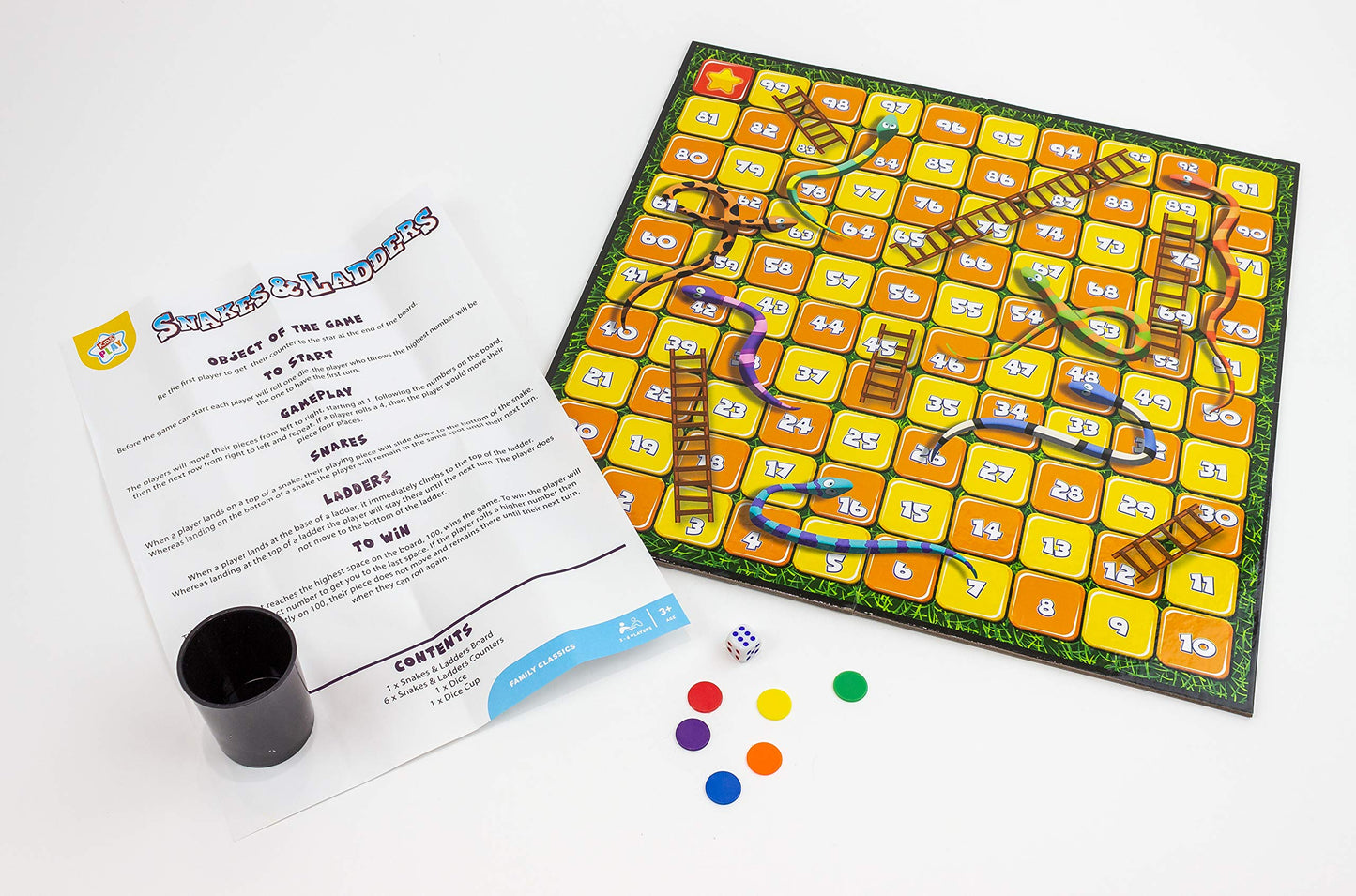 Kids Play Snakes & Ladders Family Classics Board Game 2-6 Players Age 3+