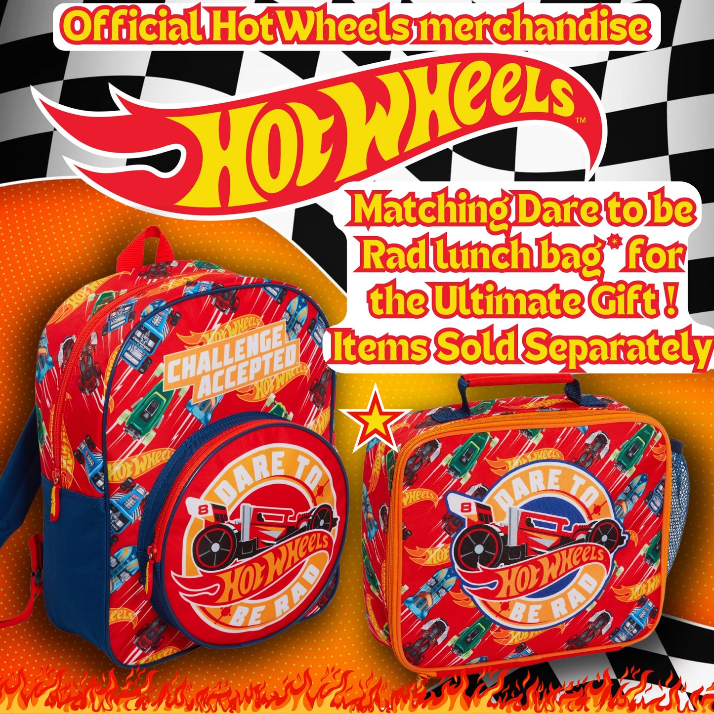 Hot Wheels Backpack For Kids Large Cars School Travel Sports Bag with Drinks Holder