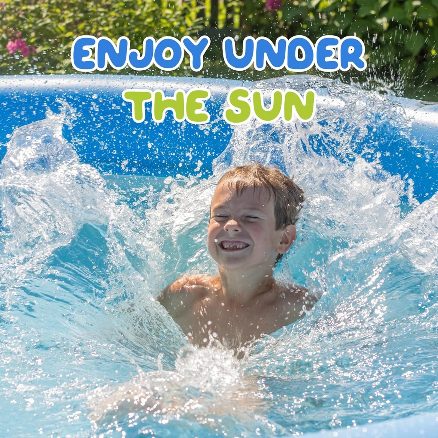 Splosh Inflatable Family Swimming Pool With Seats - For Kids & Adults - Large Hexagonal Paddling Pool 2.23m x 2.11m - Easy To Inflate - Kids Paddling Pools For Garden