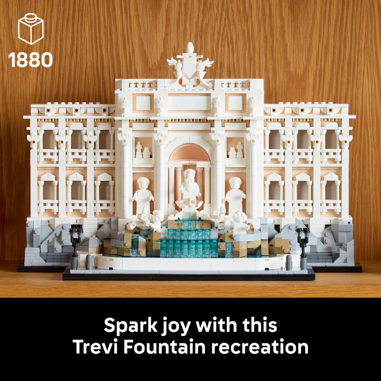 LEGO Architecture Trevi Fountain - Baroque Monument Model Kit with Palazzo Poli Facade & Minifigure Sculptures - Home or Office Decor DIY Set for Adults - Gift for History-Loving Men & Women - 21062