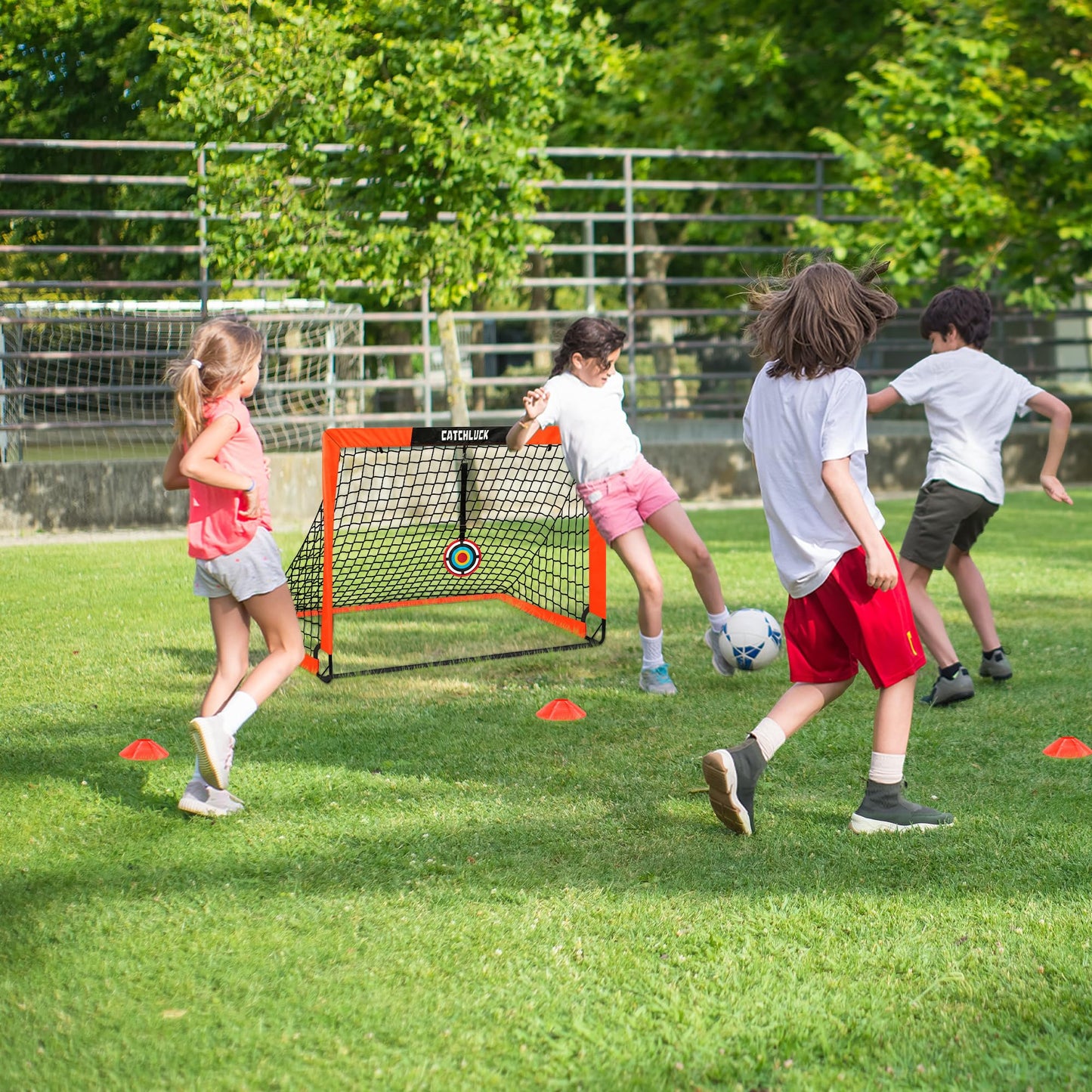 CATCHLUCK Football Goals for Kids, 4x3ft Pop Up Goals with Net, Targets, Cones, and Carry Bag