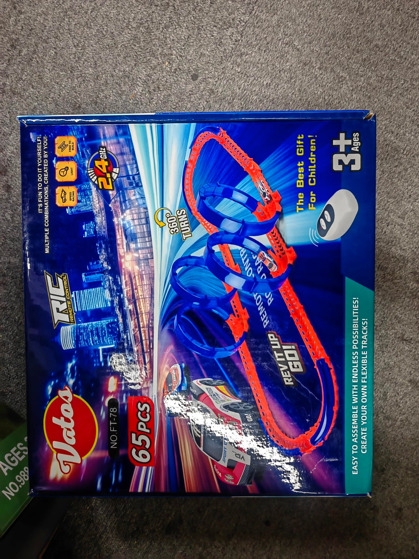 DIY Dual RC Slot Cars Track, VATOS Race Car Track Set for Kids 3-7, 360° Loop High Speed Competitive Tracks Toy with 2pcs Race cars, Christmas Birthday Gift for Boys Girls 3 4 5 6 7 8 9 Years Old