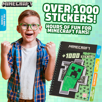 Minecraft Sticker Book for Kids - 28 Sheets, Over 1000 Stickers, Creeper Collector for Scrapbooking, Creative Activity Set, Gamer Gifts for Boys