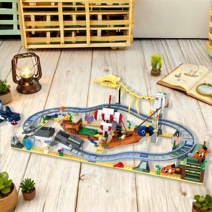Ocean Roller Coaster Building Blocks Set (773 Pieces) - Friends Aquarium Toy with Sharks, Whales & Clownfish - Creative STEM Building Kit - Educational Gift for Kids Ages 6+