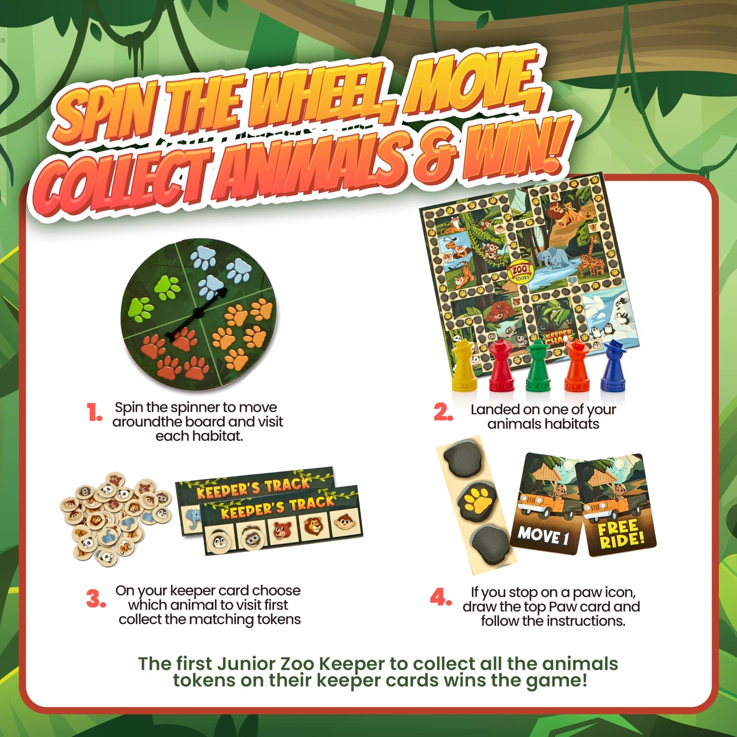 Keeper Chaos – Award Winning Zoo-Themed Adventure & Strategy Board Game for Kids & Family Game Night, Zoo Gift for Pre-Readers & Kids 5+, Fun Family Board Games for 2-5 Players