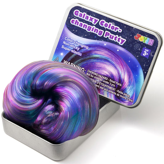 JOYIN Galaxy color-changing putty, a 4.2oz sensory slime for kids and adults, used as stress relief and fidget toy.