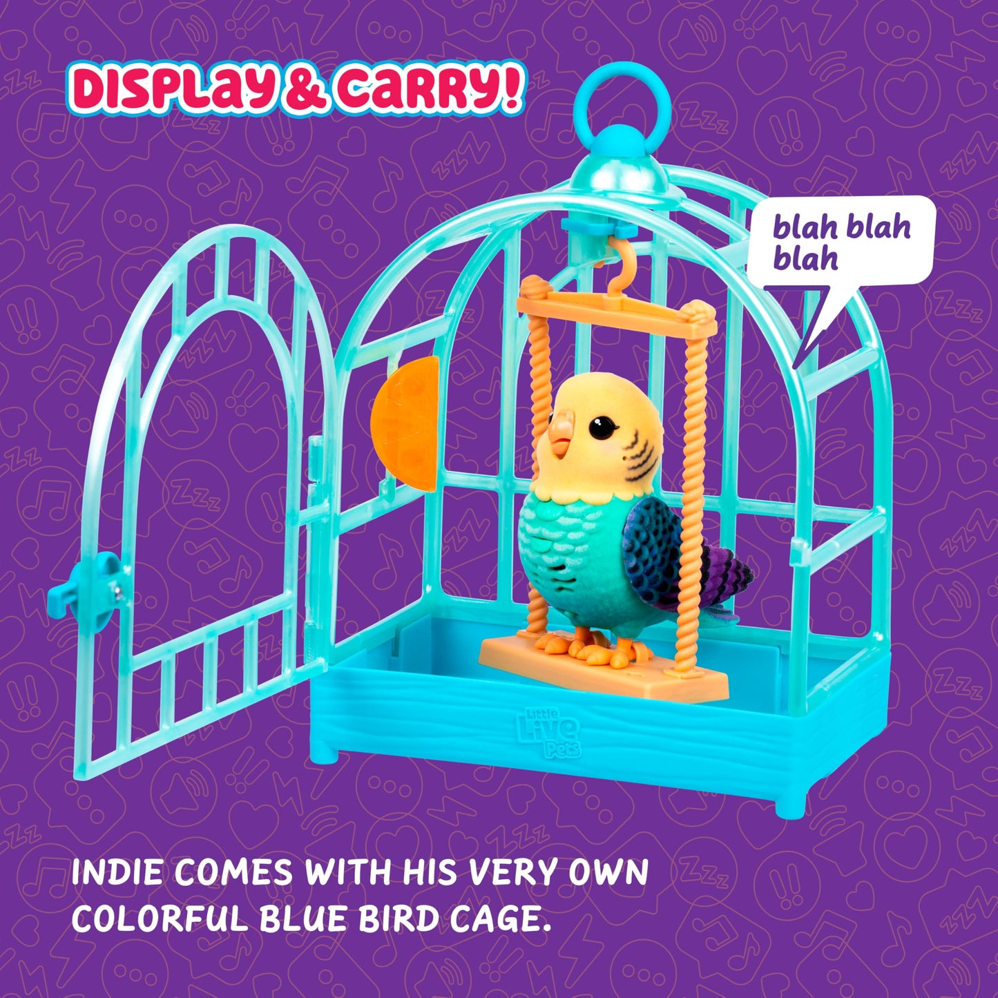 Little Live Pets My Really Real Bird & Cage - Indie, Interactive, Realistic Pet Bird, 20+ Sounds & Reactions (25cm/9,8in Cage, 10,9cm/4,3in Bird), Records & Repeats or Whistles Back, Carry & Display