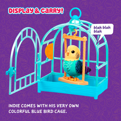 Little Live Pets My Really Real Bird & Cage - Indie, Interactive, Realistic Pet Bird, 20+ Sounds & Reactions (25cm/9,8in Cage, 10,9cm/4,3in Bird), Records & Repeats or Whistles Back, Carry & Display