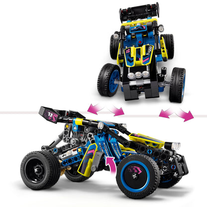 LEGO Technic Off-Road Race Buggy model kit with realistic features for kids aged 8 and up, showcasing dynamic design.