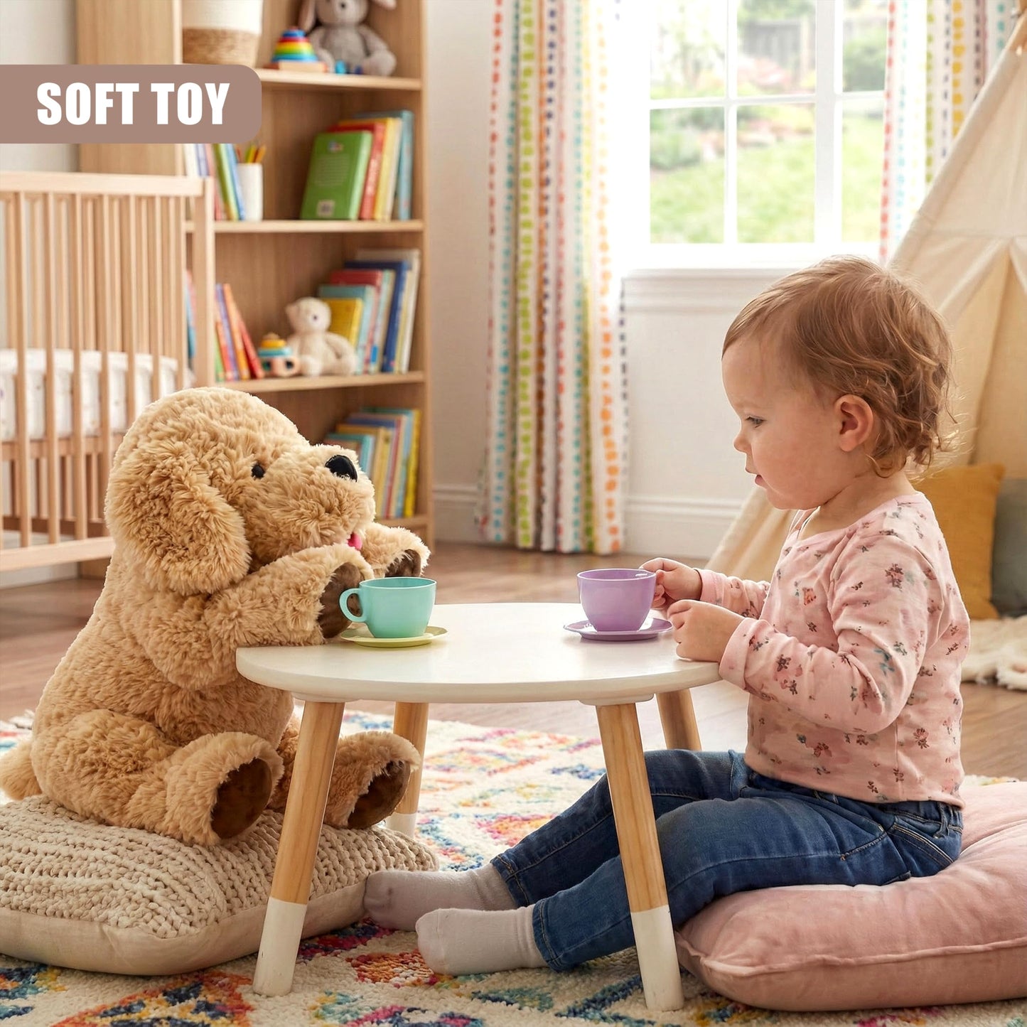 The Magic Toy Shop Giant Dog Soft Toy 70cm / 28" - Large Lying Puppy Stuffed Animal Plushie - Big Fluffy Brown Cuddly Teddy for Kids & Adults, Boys & Girls