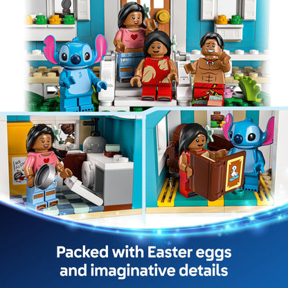 LEGO | Disney Lilo and Stitch Beach House Building Toy with 6 Rooms, Rooftop Observatory, a Spaceship and 5 Minifigures - Birthday Gift for 9+ Year Old Girls, Boys & Fans - 43268
