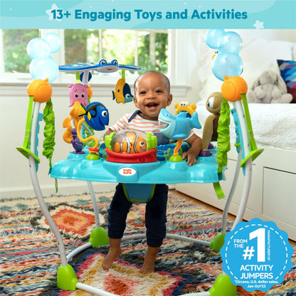 Bright Starts Disney Baby Finding Nemo Sea of Activities Jumper with 13 activities, lights, music, ocean sounds, and 360° rotation.