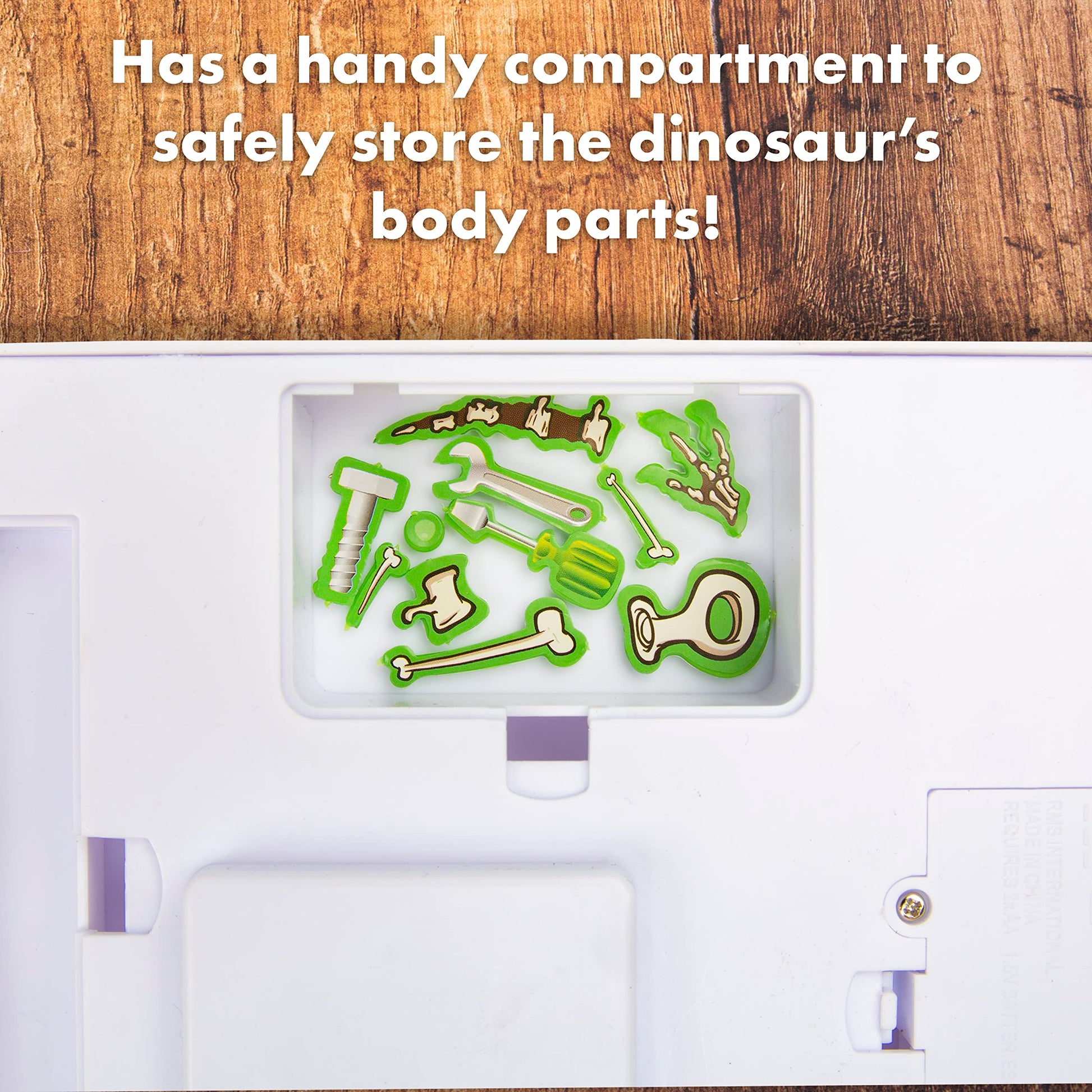 abeec Dinosaur Operation game for kids, featuring a dinosaur with removable body parts and buzzer, suitable for children 6 and up.