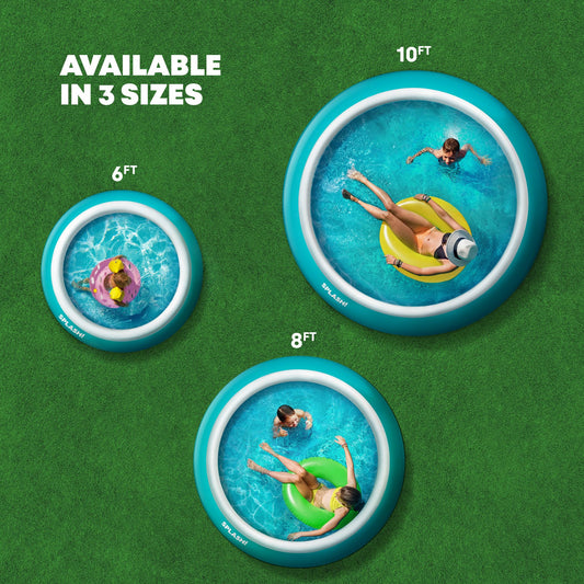 SPLASH! 10ft Inflatable Swimming Pool – Quick Set Garden Paddling Pool with Double Vinyl Wall, Hose Adaptor, Safety Valve & Repair Patches – Outdoor Summer Water Fun for Kids & Adults