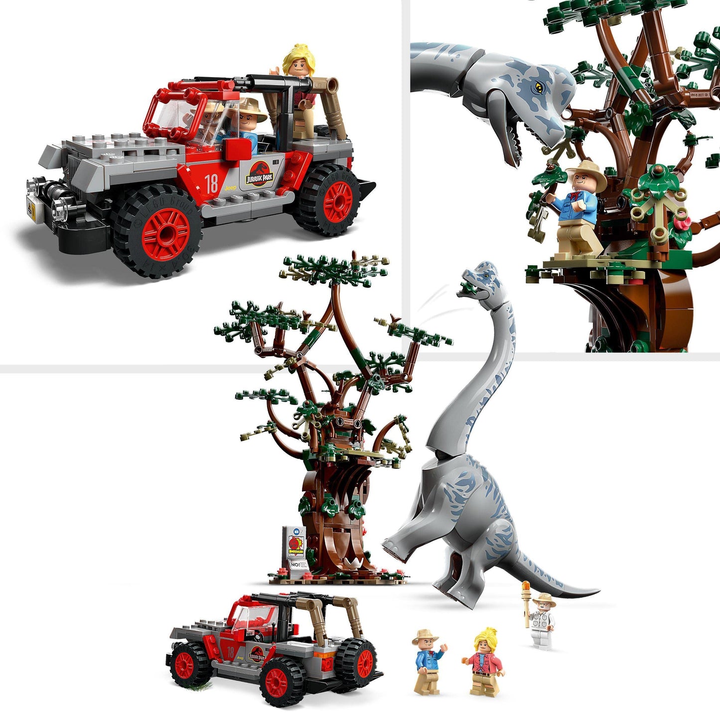 LEGO 76960 Jurassic Park Brachiosaurus Discovery Dinosaur Toy Set with Large Dino Figure, Tree and Buildable Jeep Wrangler Car, Gift for Boys, Girls, Kids, 30th Anniversary Collection