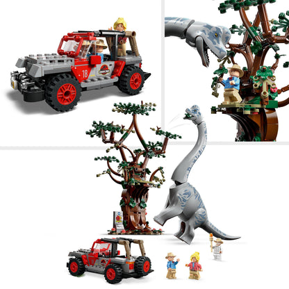 LEGO 76960 Jurassic Park Brachiosaurus Discovery Dinosaur Toy Set with Large Dino Figure, Tree and Buildable Jeep Wrangler Car, Gift for Boys, Girls, Kids, 30th Anniversary Collection