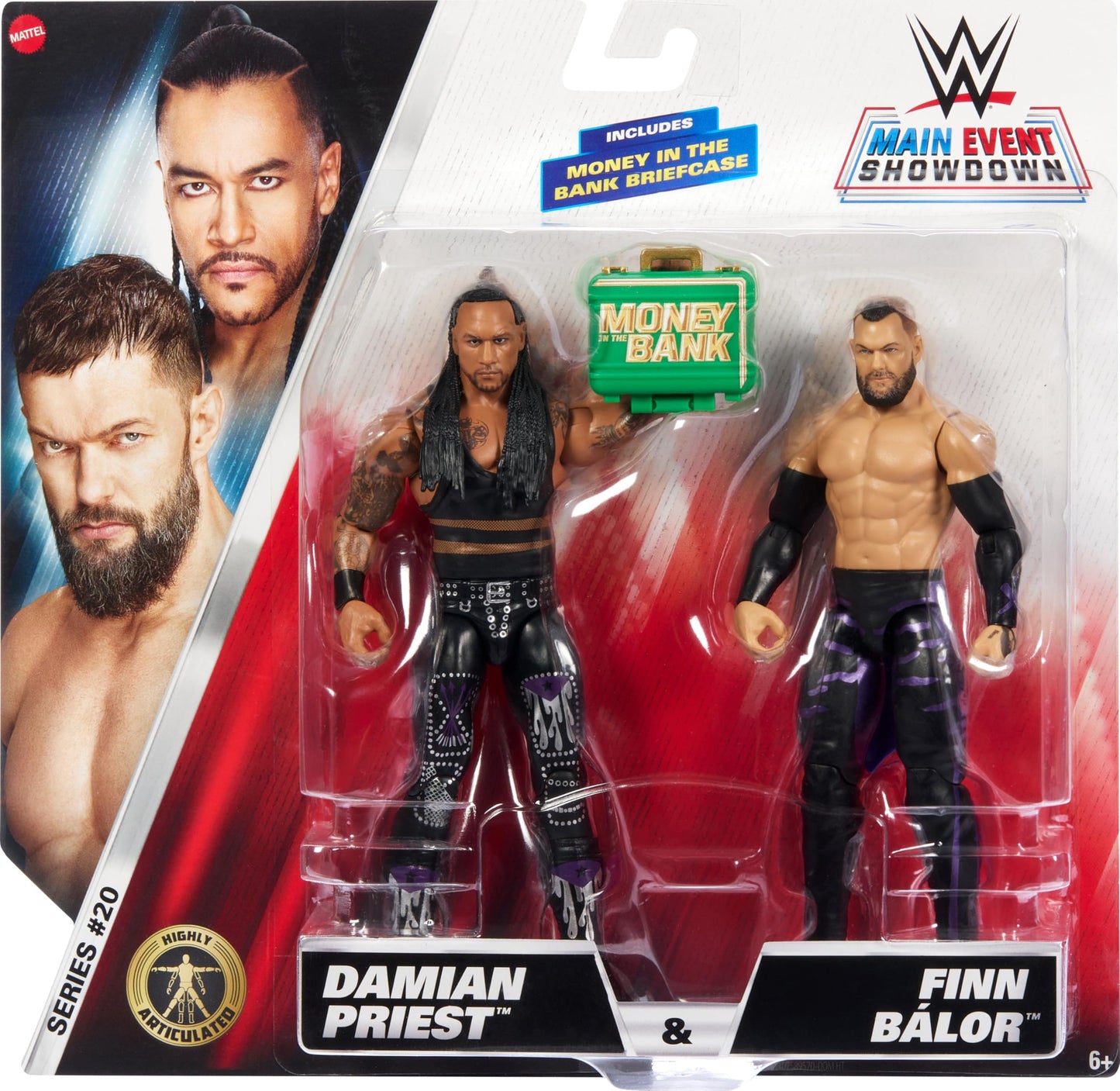 Mattel WWE Main Event Championship Showdown 2-Pack Action Figures & Accessory, Series #20 Damian Priest & Finn Balor Collectible Set, JCV72