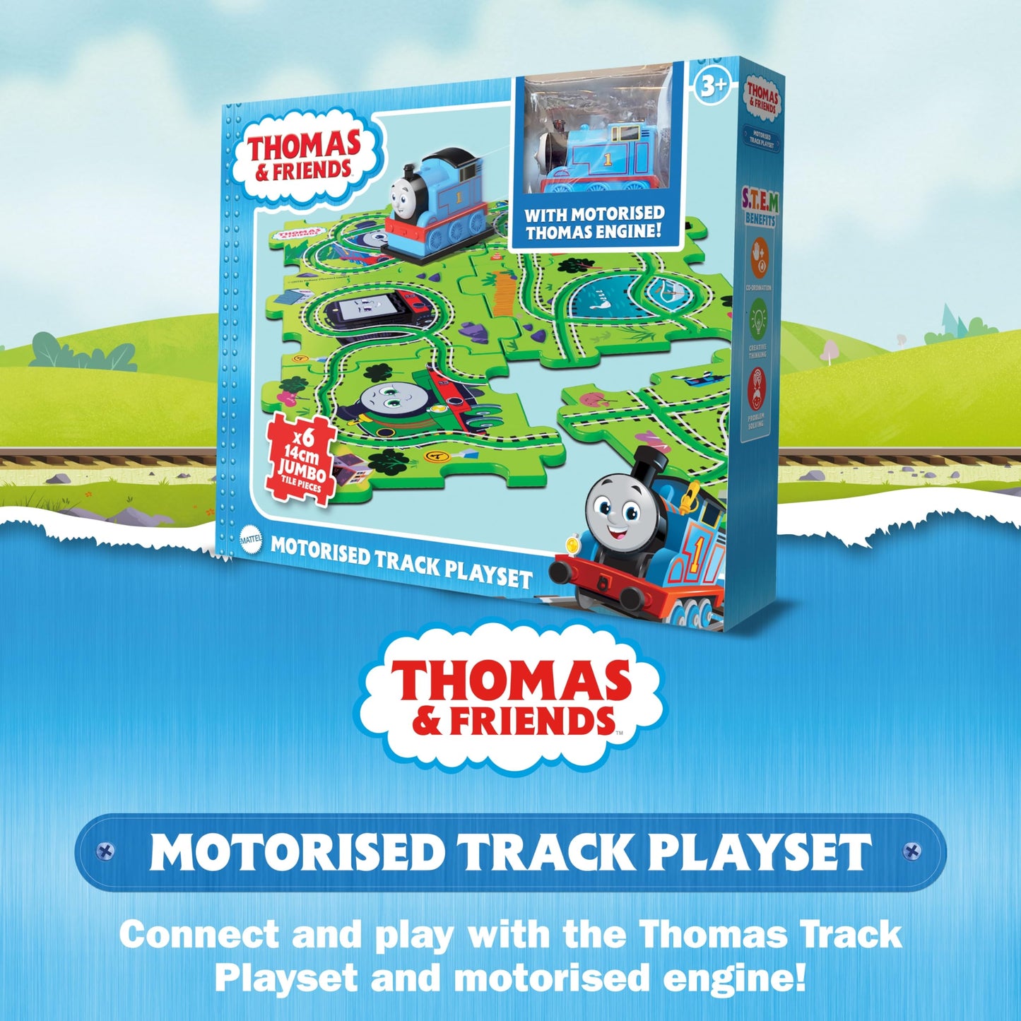 Thomas the Tank Engine Train Set for 3+ Year Old Boys with 50 Track Combinations - Motorised Track Playset with 6 Puzzle Pieces - Thomas & Friends Trains - Train Track Toys for Boys & STEM Learning