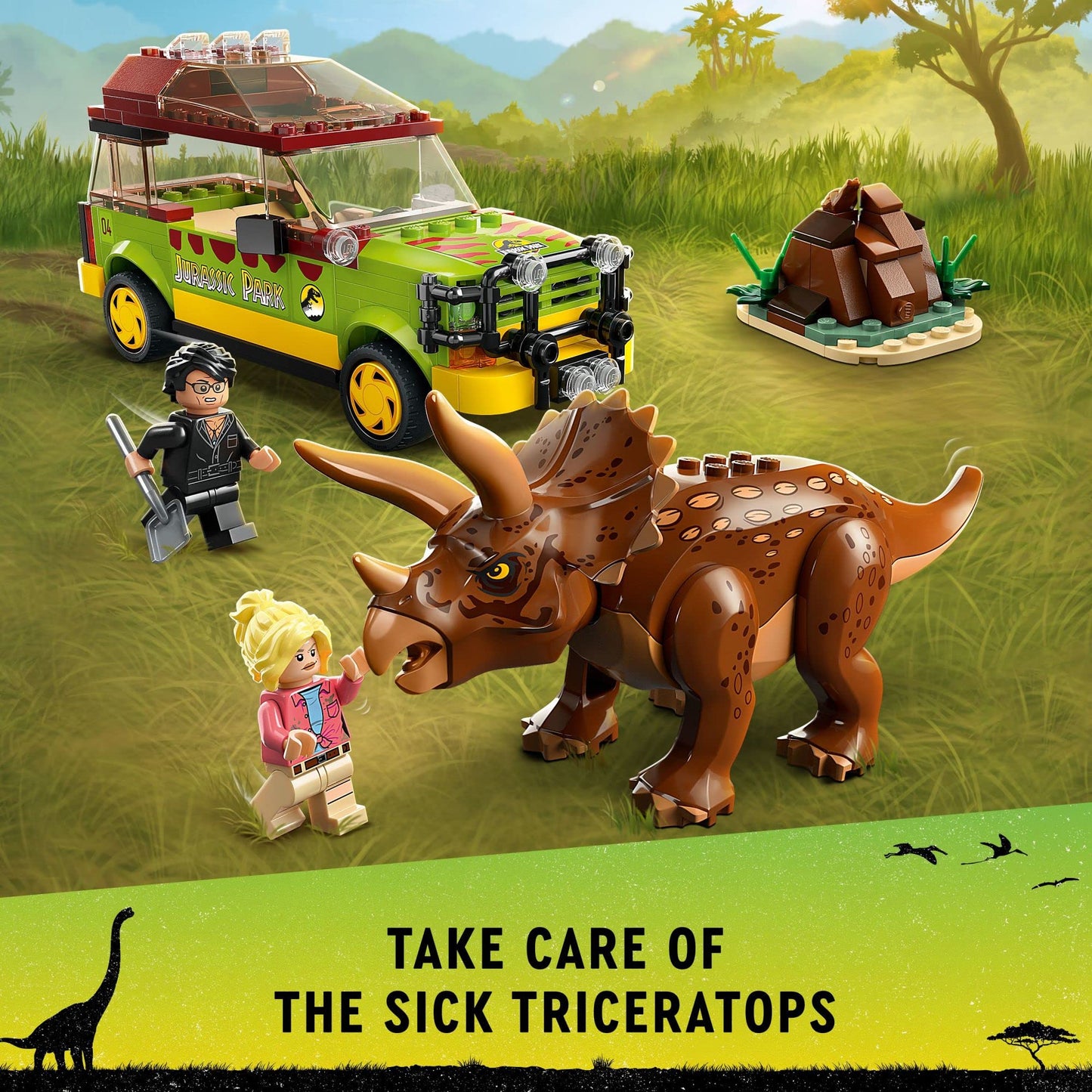 LEGO Jurassic Park Triceratops Research 76959 Jurassic World Toy Building Set; Fun Birthday Gift for Kids Aged 8 and Up, Featuring a Buildable Ford Explorer Car Toy, Dinosaur Figure and 2 Minifigures