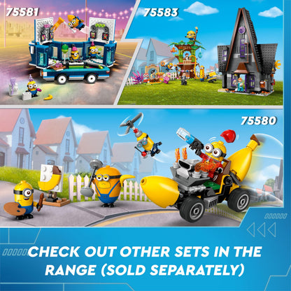 LEGO Despicable Me playset featuring brick-built Gru and Minions figures for kids aged 9 and up.