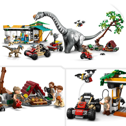 LEGO Jurassic World Raptor & Titanosaurus Tracking Mission - Dinosaur Toy incl. 3 Minifigures, Off-Road Car & Motorbike - Gift for 7+ Year Old Boys & Girls - 76973