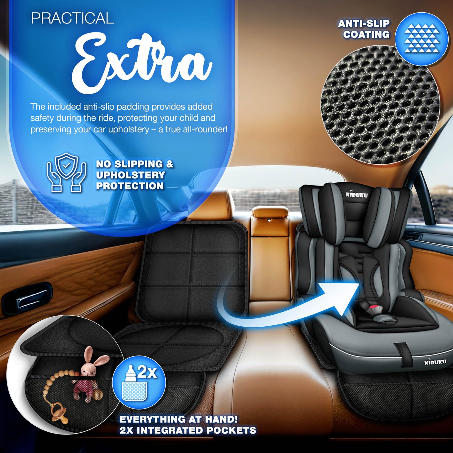 KIDUKU® Safety Car Seat | Booster Seat | 3 in 1 | for Childs and Babys from 9-36 kg (20 lbs - 80 lbs) or 1-12 Years | Convertible, universal | approved to ECE R44/04 | Group 1 + 2 + 3 | black/grey