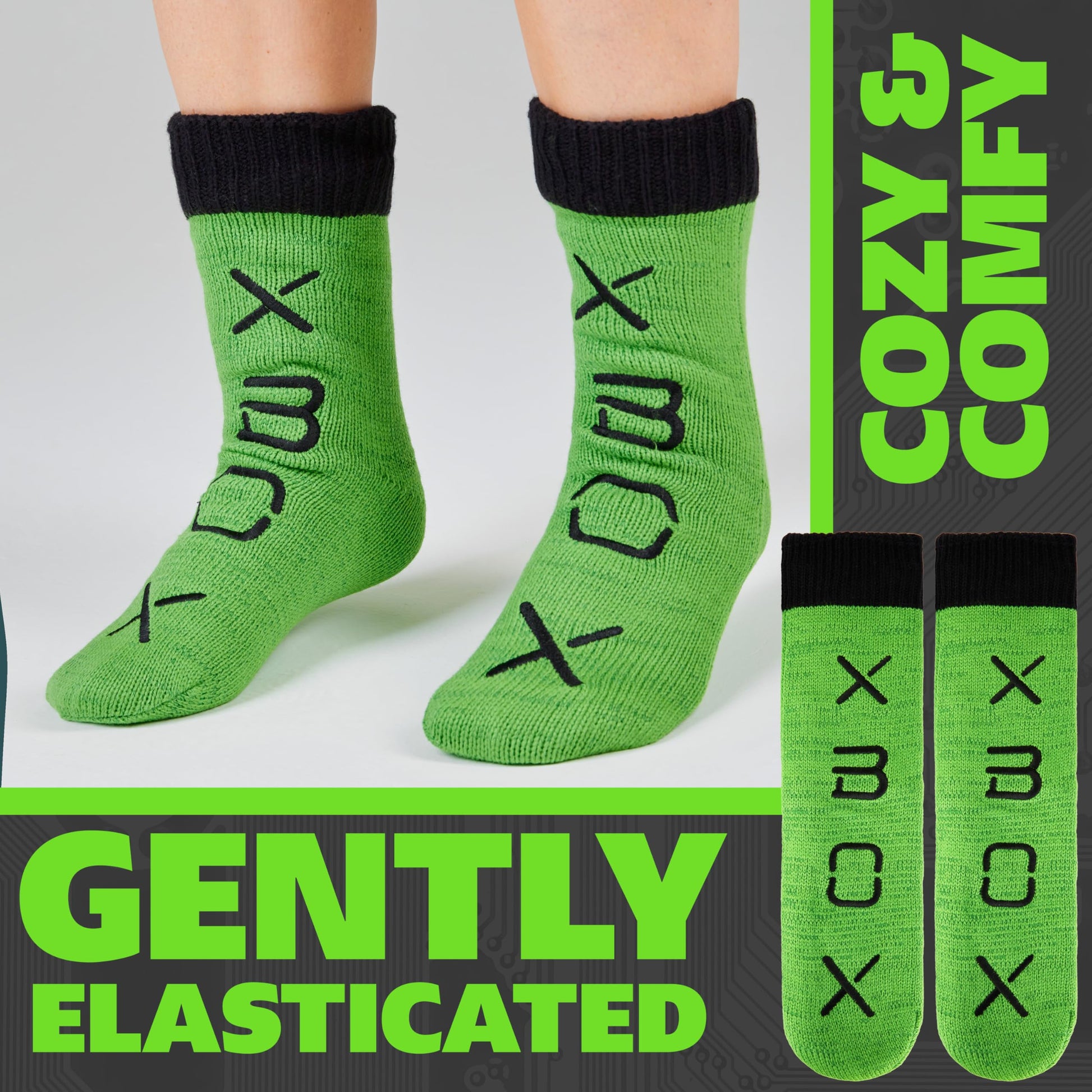 Xbox boys and teen slipper socks with fleece lining, non-slip pads, warm and fluffy loungewear perfect for gaming comfort