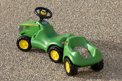 Rolly Toys Minitrac John Deere 6150R Baby Ride-On with Trailer, Tilting Trailer Under Bonnet, Steering Wheel with Horn, for Children from 1.5 Years