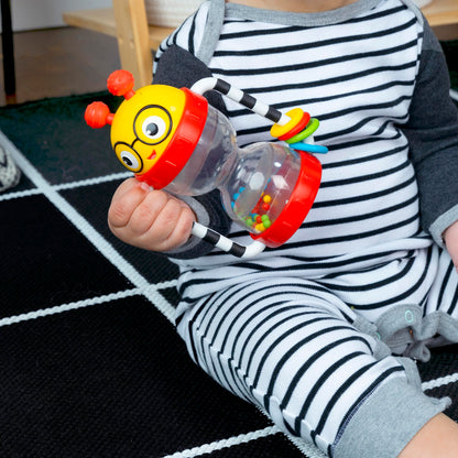 Baby Einstein Cal’s Sensory Shake-up rattle toy for infants, BPA-free, colorful plastic with textured surface for sensory development.