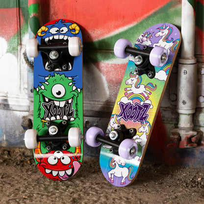 Xootz Mini Skateboard, 17 Inch Skateboard for Kids, Teens and Beginners, Solid Deck, PVC Wheels, for Learning Tricks
