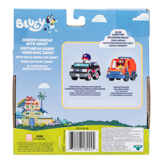 Bluey Hit The Road And Her Friends In This Cute Little Vehicle! Ride Along In Grannies Car with Janet, This Vehicle Fits One 6-7.6 CM Articulated Janet Figure Inside