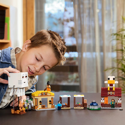 LEGO Minecraft The Ghast Balloon Village Attack Toy - incl. Steve's House, 4 Minifigures, Iron Golem Figure & Exploding Fountain Function - Gaming Gift for 10+ Year Old Boys, Girls & Fans - 21273