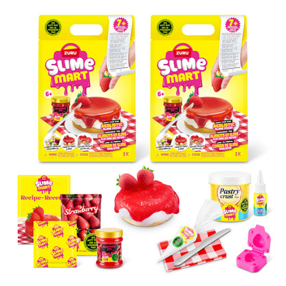 Slime Mart small bags of strawberry cheesecake scented compound slime for kids, soft slime making kit for arts and crafts, fun gift idea.