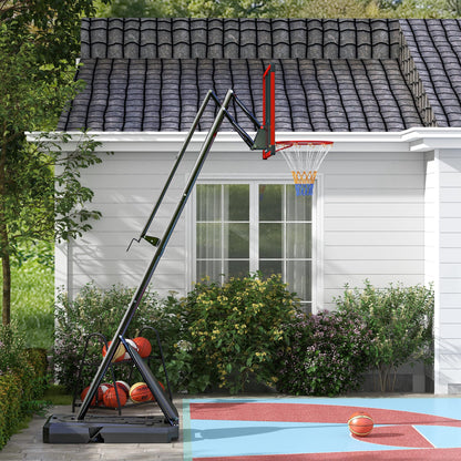 SPORTNOW Basketball Hoop Outdoor, Easily Adjustable Height Basketball Hoop and Stand with Weighted Base, Portable on Wheels, 2.4-2.9m, Red
