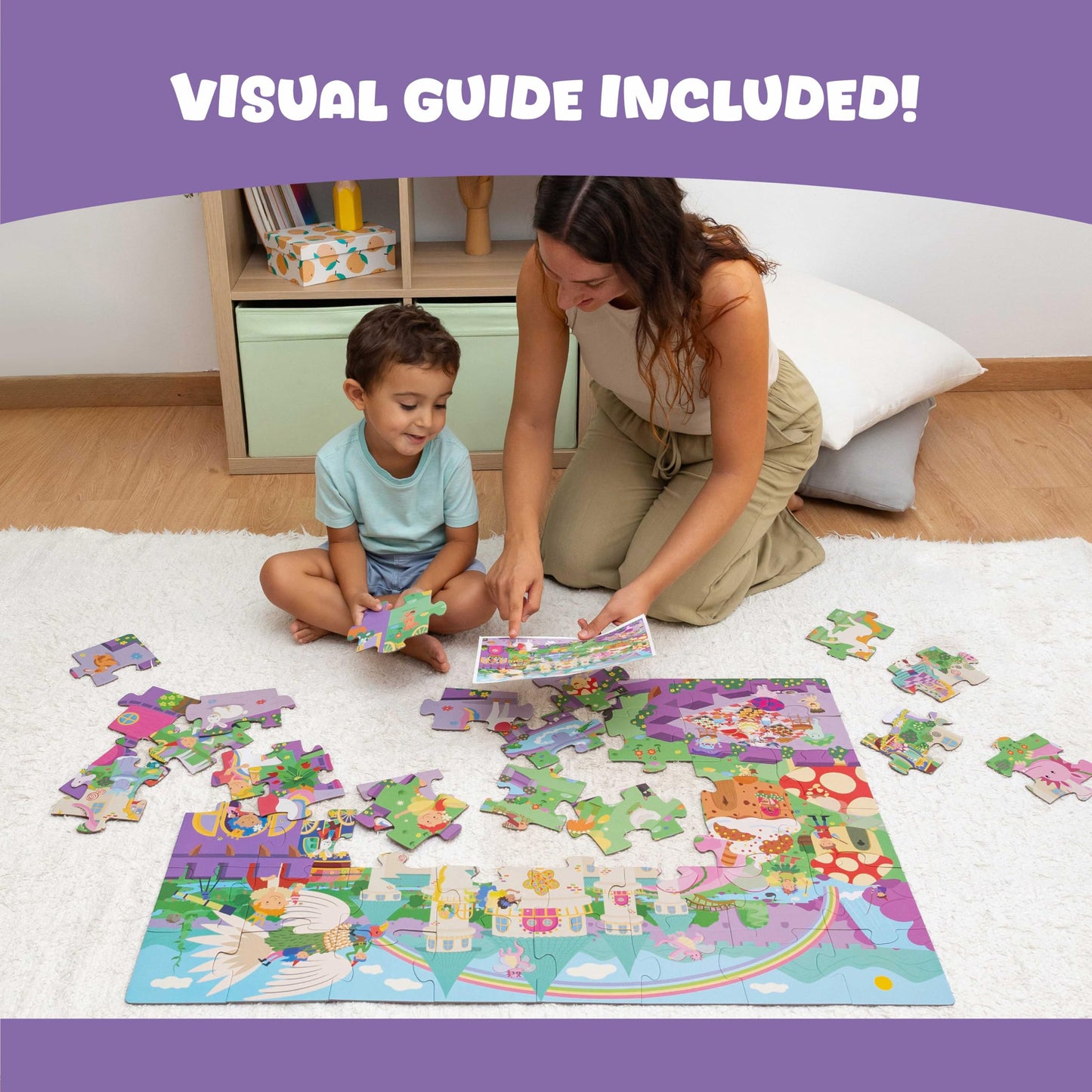 BONNYCO Giant Floor Puzzle of Fantasy Castle with 48 Large Pieces. Jigsaw Puzzles for Kids 36.2 x 24.4 in, Gifts for Girls and Boys, Educational Toys Ages 2-8
