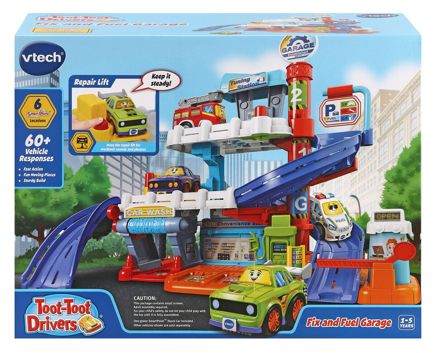 VTech Toot-Toot Drivers Fix & Fuel Garage, Car Tracks Kids With Lights And Sounds, Musical Toy, Suitable Boys & Girls 12 Months, 2, 3, 4 + Years, English Version