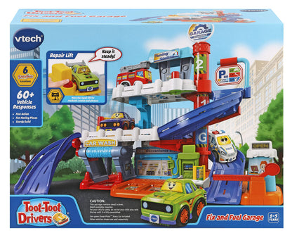 VTech Toot-Toot Drivers Fix & Fuel Garage, Car Tracks Kids With Lights And Sounds, Musical Toy, Suitable Boys & Girls 12 Months, 2, 3, 4 + Years, English Version