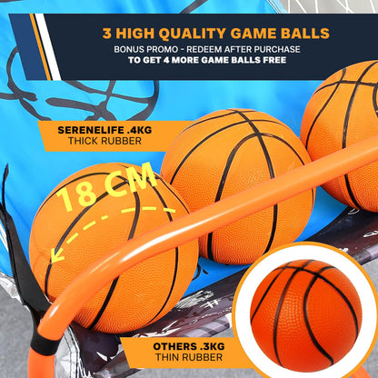 SereneLife Basketball Arcade Game, Foldable Basket Ball Shot Hoop Game, Outdoor Sport/Indoor Home Arcade Room w/Digital LED Scoreboard & Play Timer, Electronic Shooting Machine for Kids & Adults