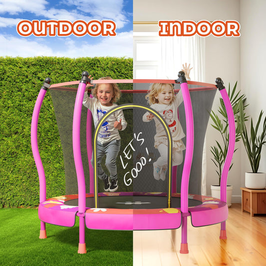 Happin 55” Toddler Trampoline, Indoor & Outdoor, Ages 1-6, 5FT Kids, Ultra Safe Rebounder Mini Trampoline for Kids with Safety Enclosure Net, for Toddler Boys & Girls