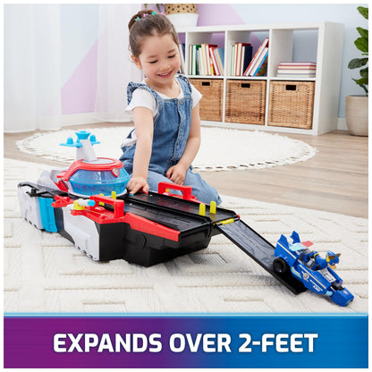 Paw Patrol: The Mighty Movie Aircraft Carrier HQ, with Chase Action Figure and Mighty Pups Cruiser, Kids’ Toys for Boys and Girls 3+