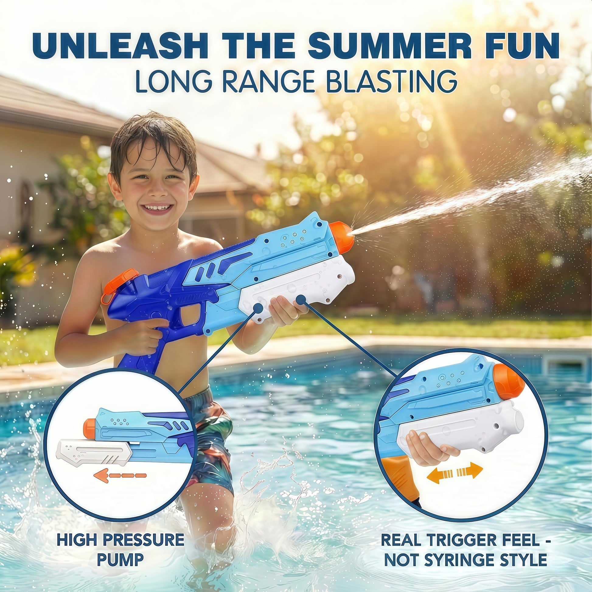 Vivyklfc water pistols set with 300ml capacity, leak-proof squirt guns, suitable for kids and adults, for beach and pool fun.