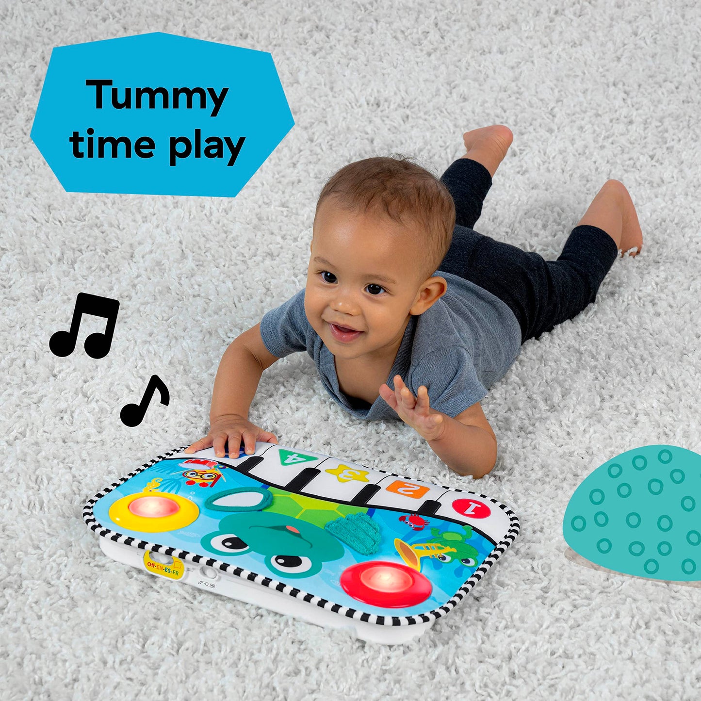 Baby Einstein Ocean Explorers Neptune's Kick & Explore musical crib toy with colorful ocean-themed design for infants.