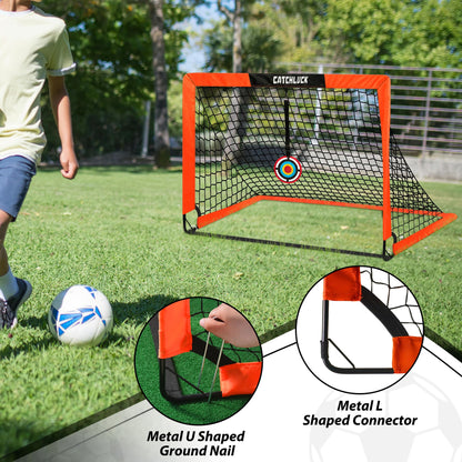 CATCHLUCK Football Goals for Kids, 4x3ft Pop Up Goals with Net, Targets, Cones, and Carry Bag