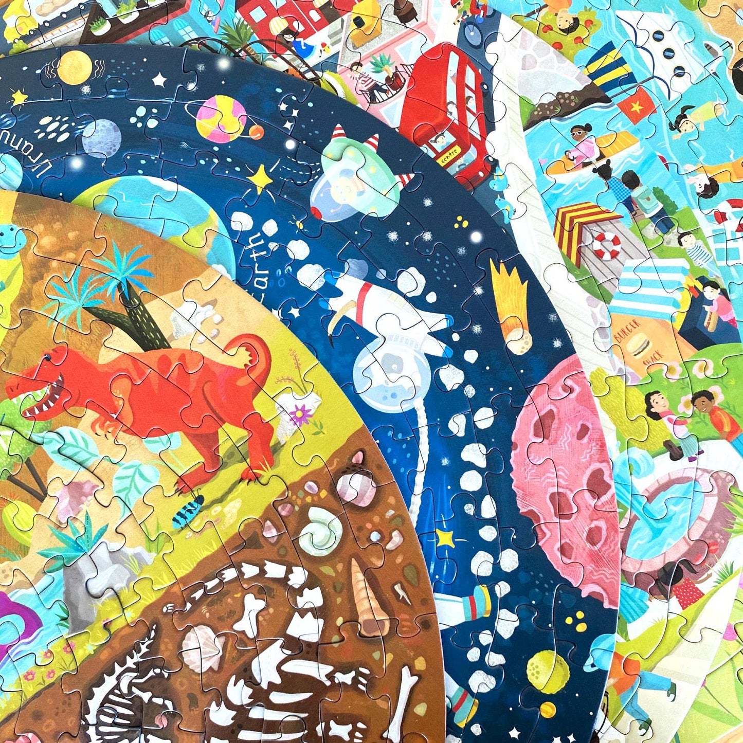 Boppi puzzles for 5+ year olds / 150 Piece Round Circle Jigsaw Puzzles for Kids Aged 5-8 Made with 100% Recycled Card – World Map