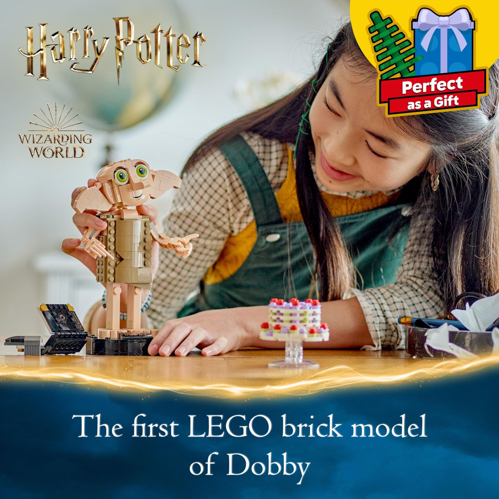 LEGO Harry Potter Dobby the House-Elf building toy set with movable figure, perfect for kids' bedroom decoration.
