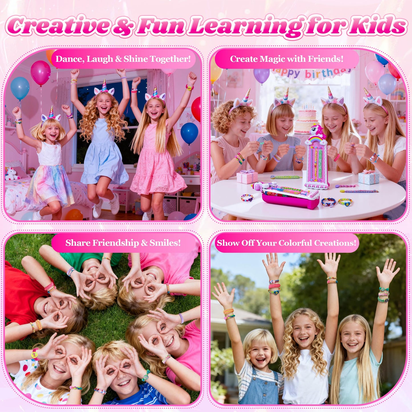 Unicorn Friendship Bracelet Making Kit for Girls Gifts Toys, Arts and Crafts Kit for Kids Age 5-12, Fun Pre-Cut Threads & Built-In Clip Weaving Styles, Xmas Birthday Girls Gift Ages 5 6 7 8 9 10 11 12
