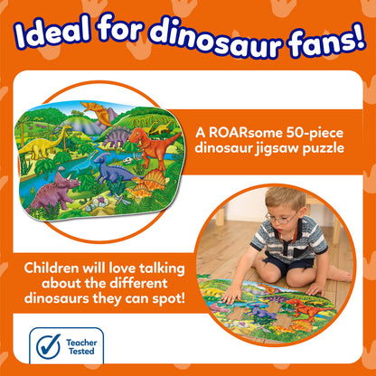 Orchard Toys Big Dinosaurs Jigsaw Puzzle for Kids - Large, 50-Piece, Dinosaur Floor Puzzles for 4+ Year Olds - Giant Games and Educational Toys for Children, Toddlers, Boys and Girls - 58 x 40 cm
