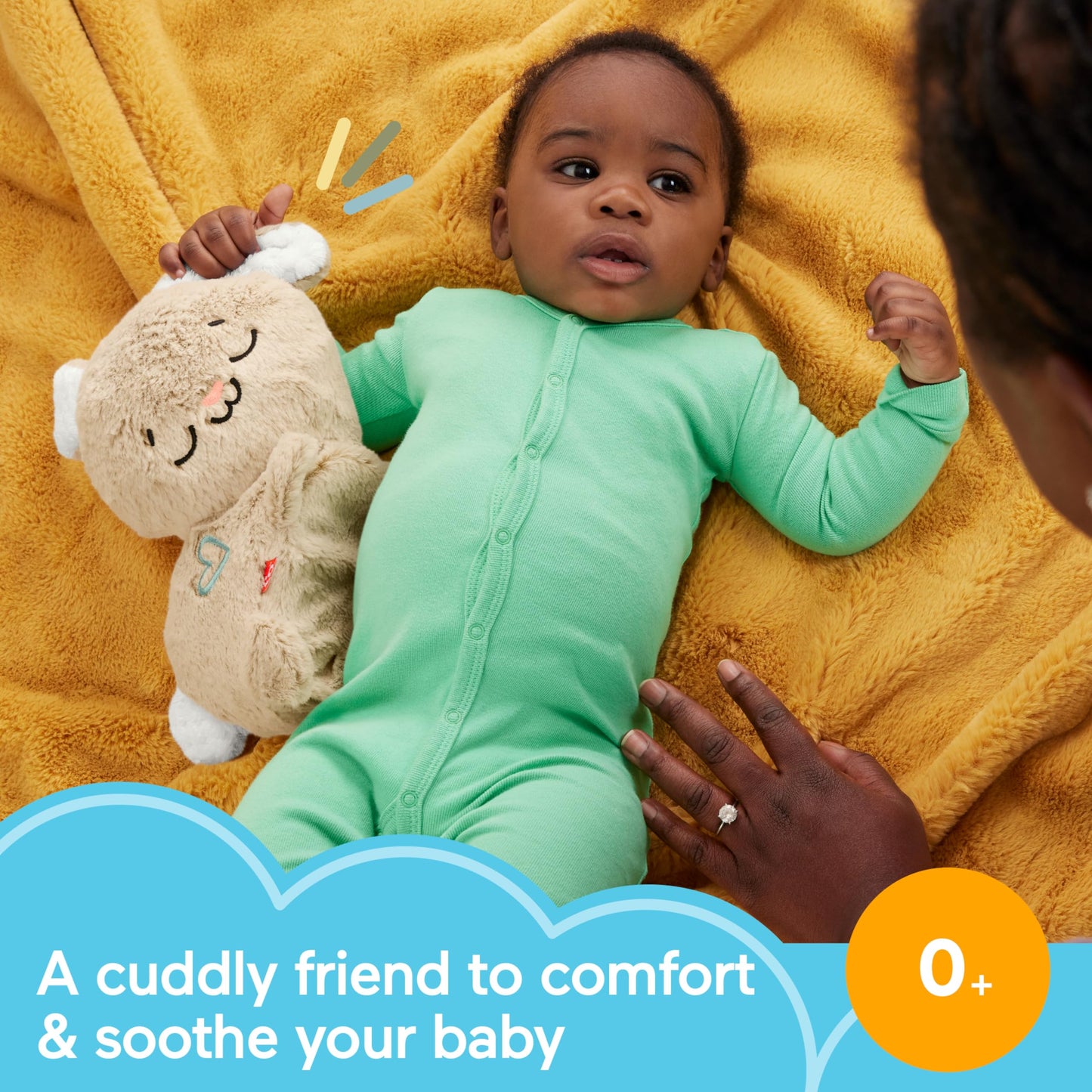 Fisher-Price Baby Sound Machine Soothe & Settle Bunny plush toy with lights, music, and gentle motion for newborn comfort